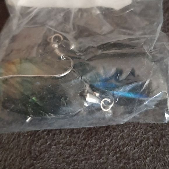 Sterling Silver blue flash labradorite Natural stone drop boho earrings - Picture 4 of 4